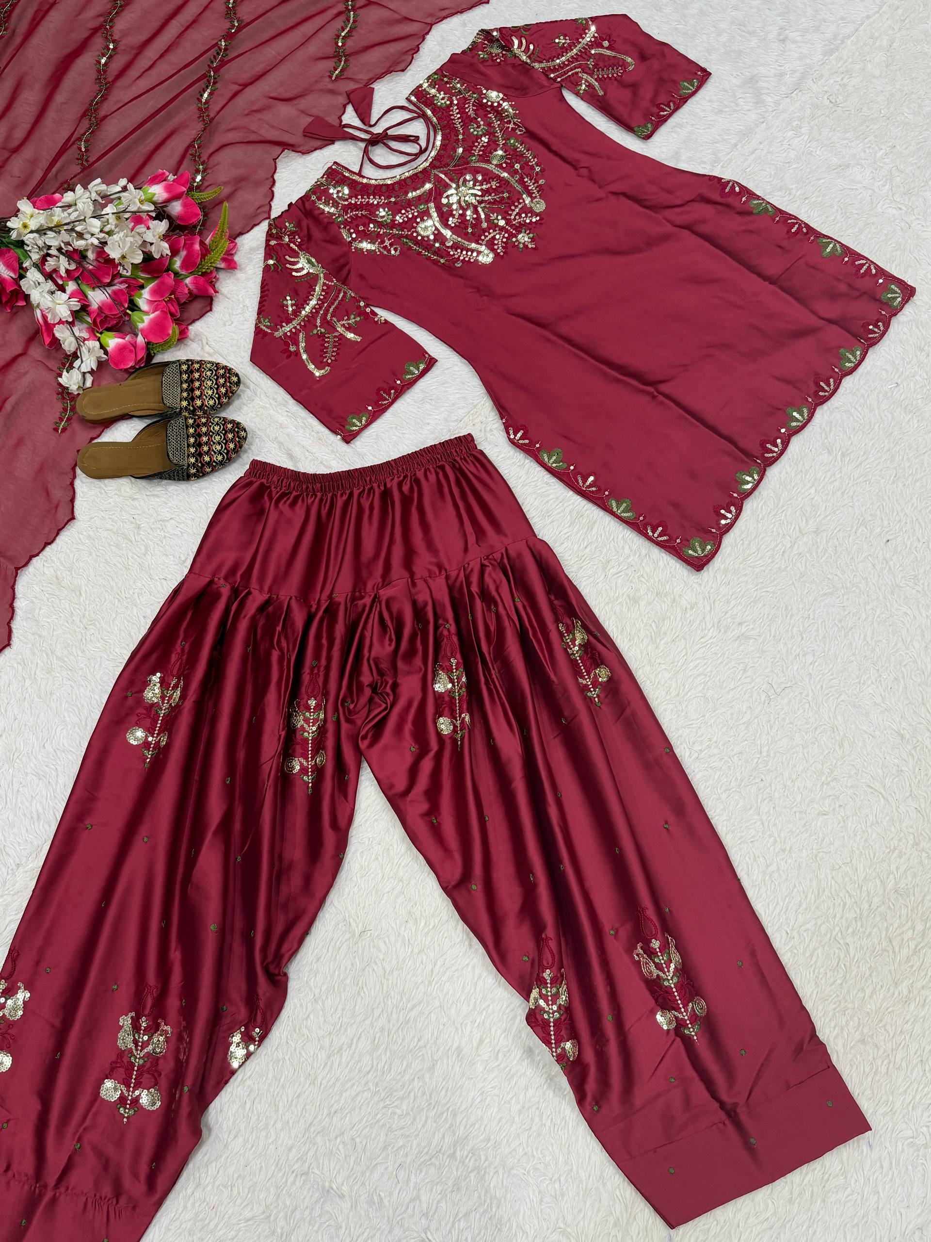 Midnight Oxblood Jewel-Neck Ensemble